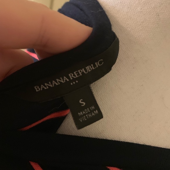 Banana Republic Comfy Navy and Coral Stripe Dress - Picture 5 of 5